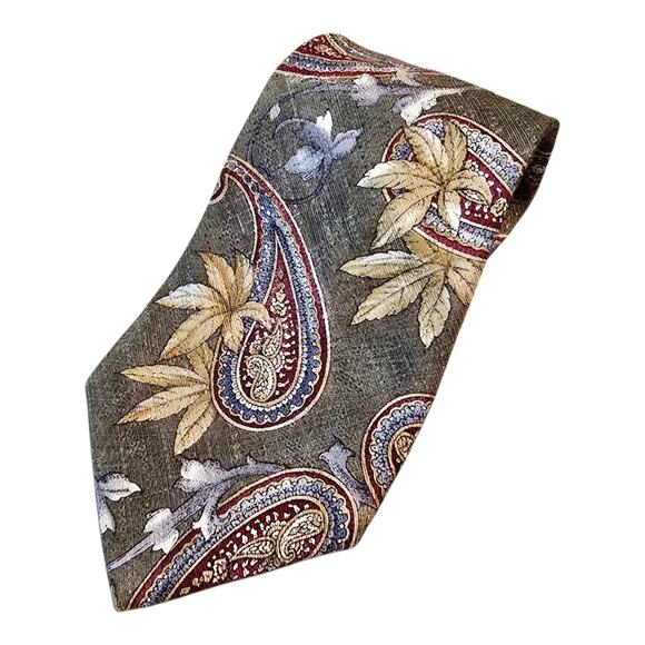 417 by Van Heusen Mens Necktie Paisley Print 4" Classic Width All Silk - Picture 1 of 6